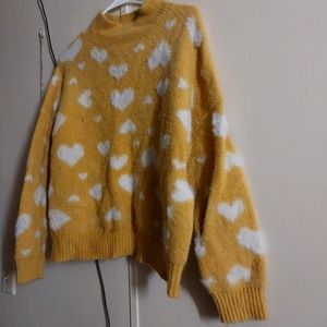 Heart Mock Neck Pullover Sweater